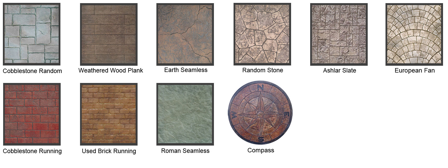 North American Concrete's stamp selection